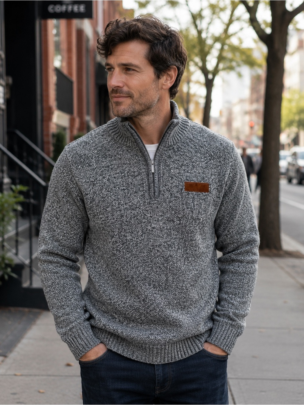 NEW Manfinity Sweater Pullover Men Sz XL‎ Flannel Fleece Lined Quarter 1/4 Zip